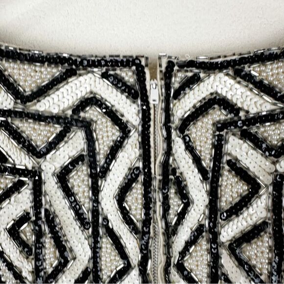 Dynasty Black Velvet Mini Dress Vintage 60s Beaded Sequin - Picture 10 of 14